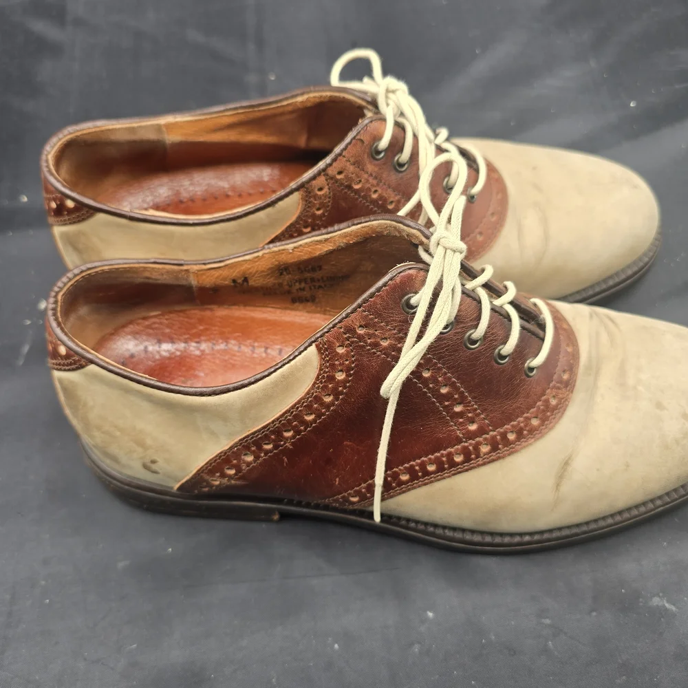 Brown and Tan Oxford‎ Shoes with Lace-Up Design